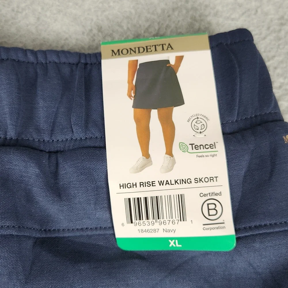 Mondetta Walking Skort Womens XL Navy Performance Luxury High Rise Elastic Waist